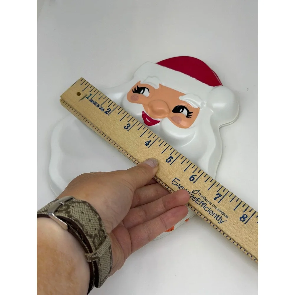 VTG Artherm Ind Santa Claus Plates White Red Plastic Christmas Trays Set of 4‎